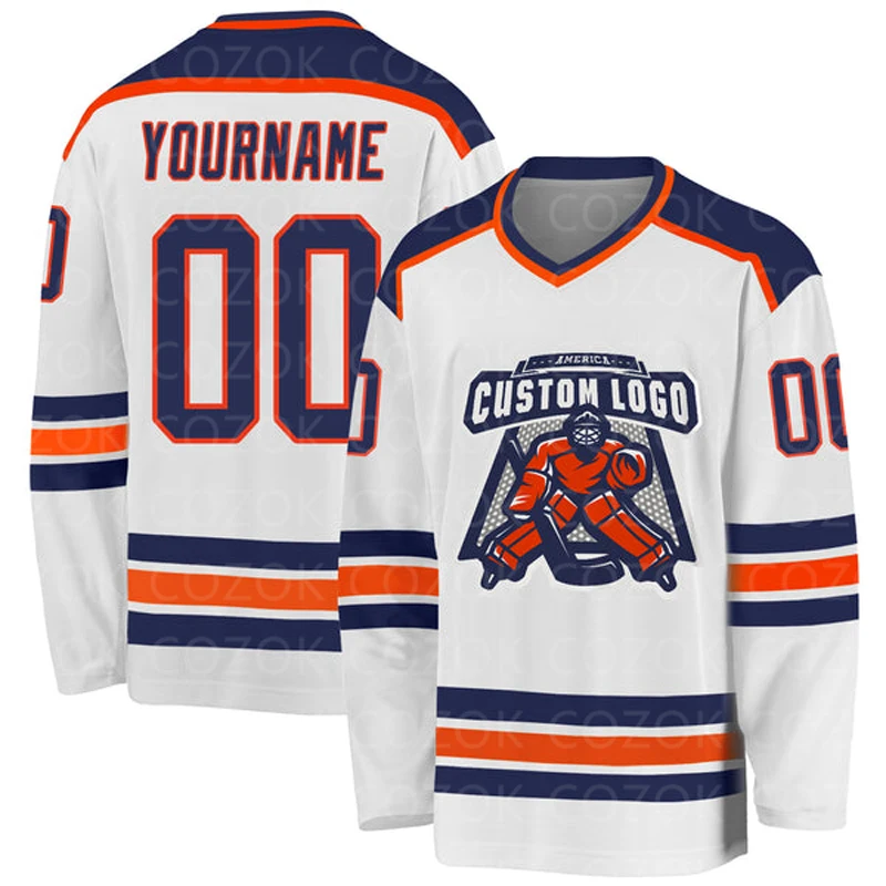 Custom White Hockey 3D Print You Name Number Men Women Ice Hockey Jersey Competition Training Jerseys