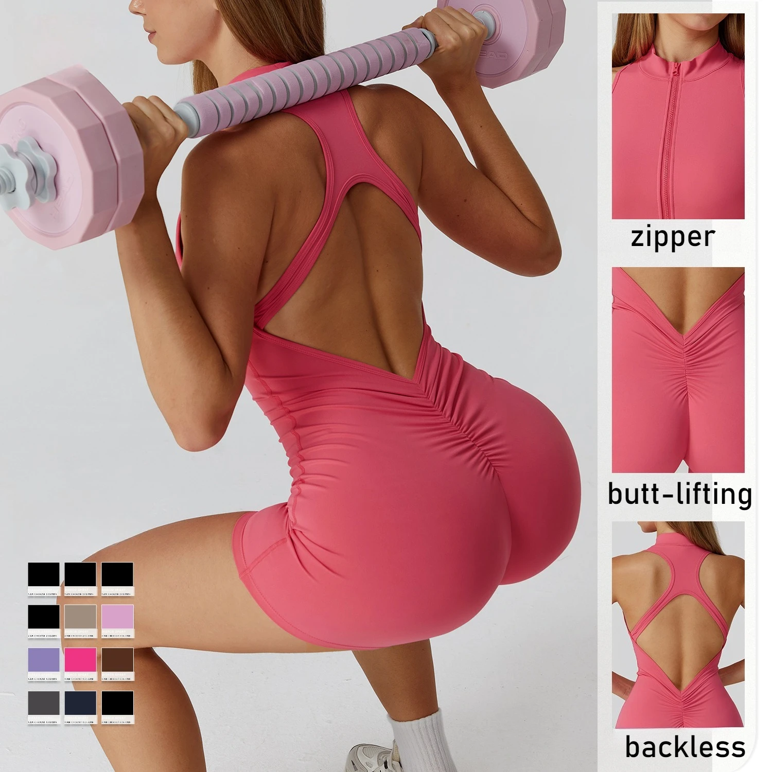 

1/2 Zipper Sport Jumpsuit 1 Piece Workout Clothes for Women Yoga Set Fitness Short Gym Outfits Tracksuit High Neck Sports Set