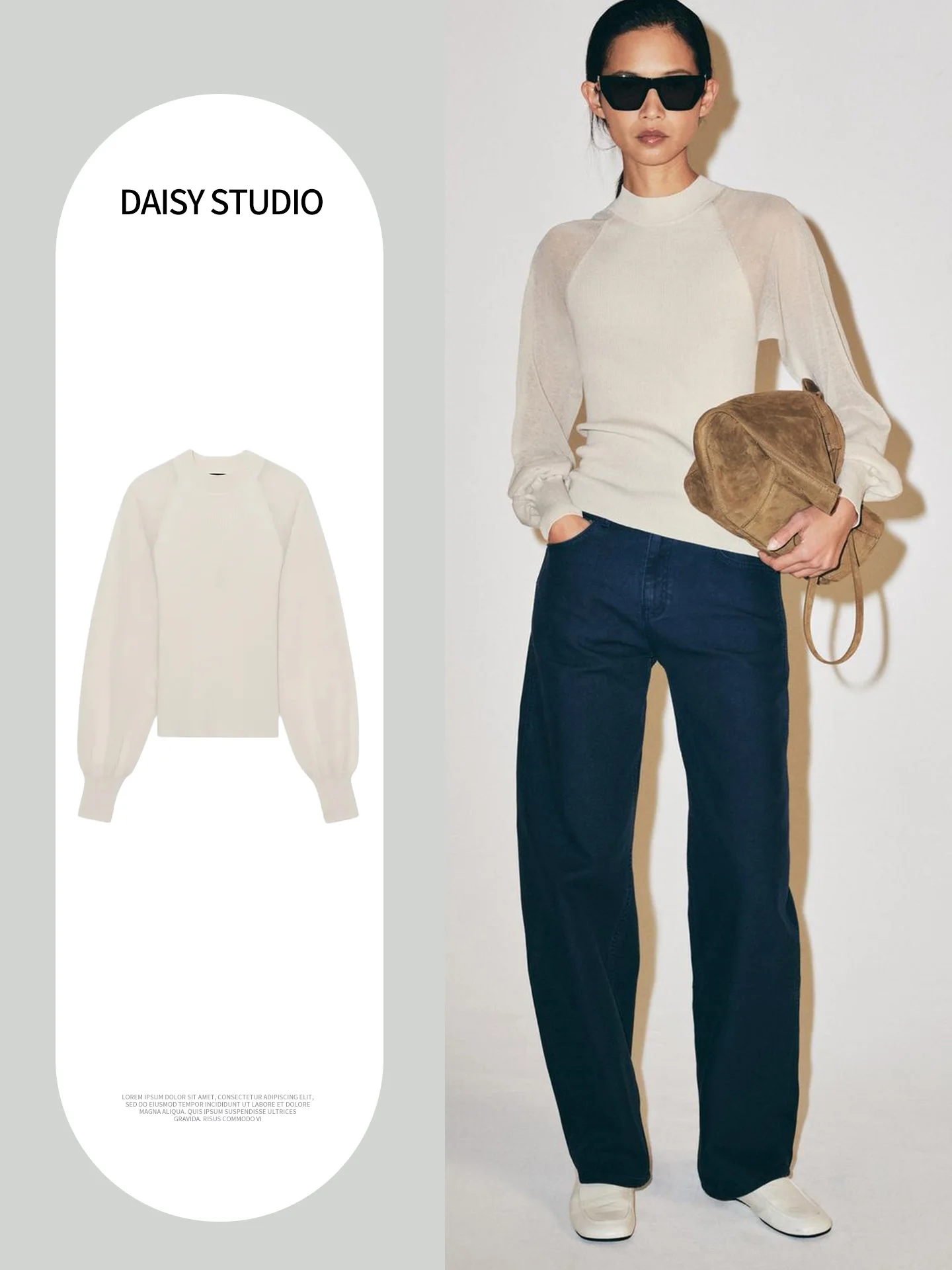 Slim Fit Long Sleeve Knitted Sweater round Neck Splicing Transparent Design Autumn New Arrival Women's Fashion Casual Polyester