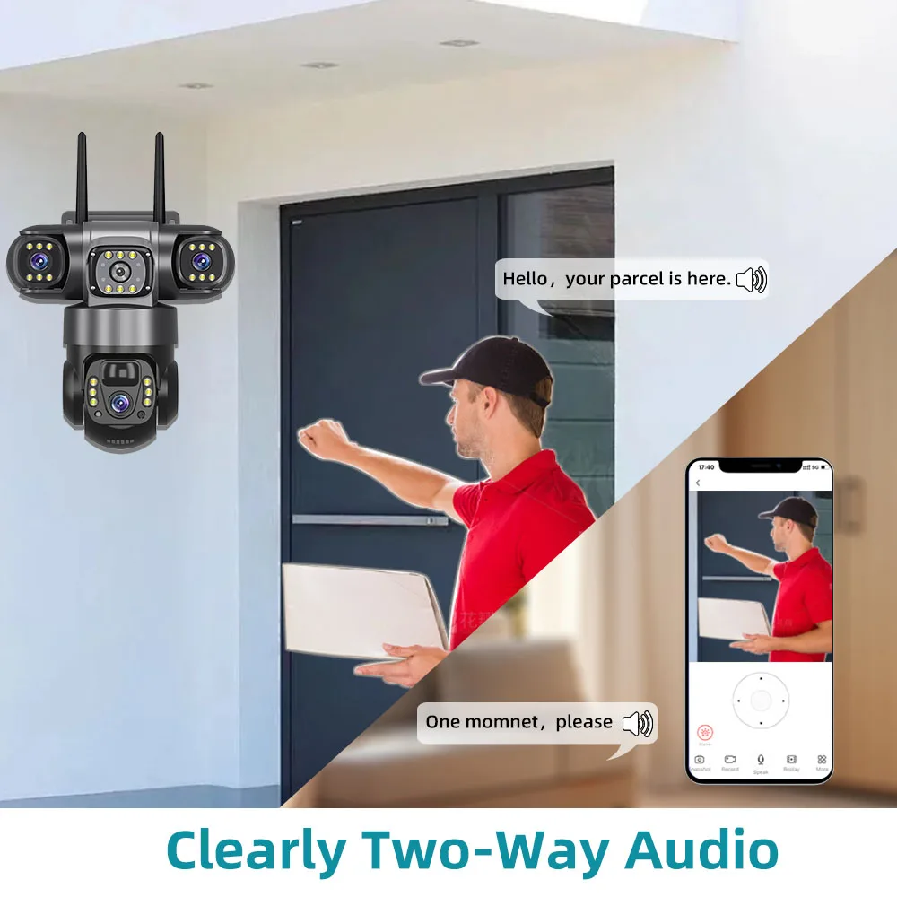 V380 Pro Solar Camera 4G SIM Outdoor Dual Lens Three Screens Webcam PIR Human Detect CCTV Security Video Battery PTZ IP Camara