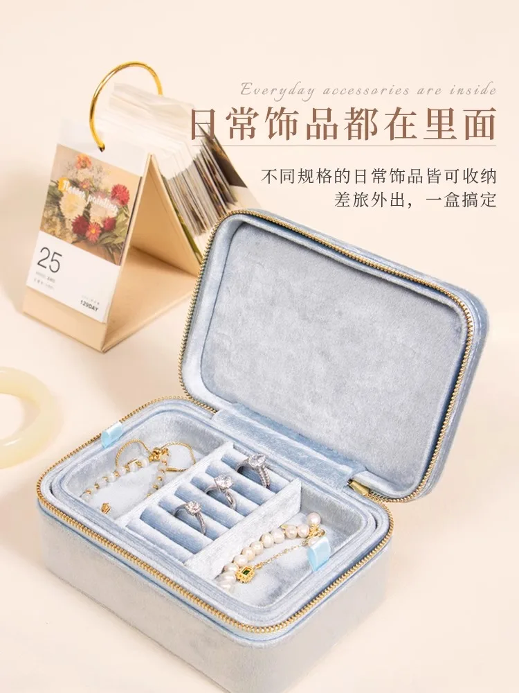 

Premium Velvet Jewelry Box,Blue Organizers Storage Box,Display Holder,Earring Ring Necklace Storage,Home Gadgets,Organizadores