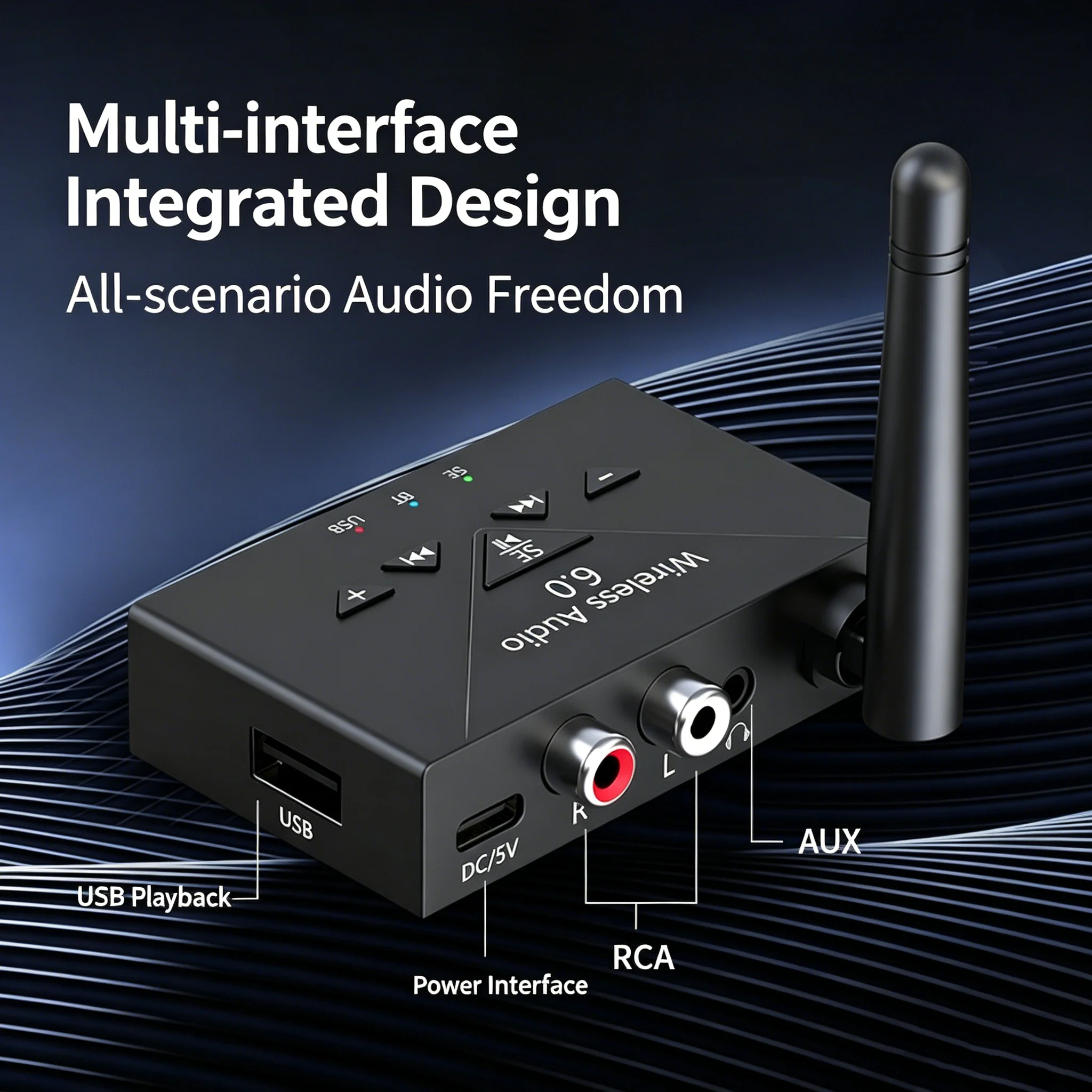 KEBIDUMEI 2 w 1 Bezprzewodowy Stereo Transmiter-Receiver Bluetooth 6.0 Adapter Muzyczny HIFI AUX RCA USB-C do TV Głośnika Komputera — zdjęcie produktu 4
