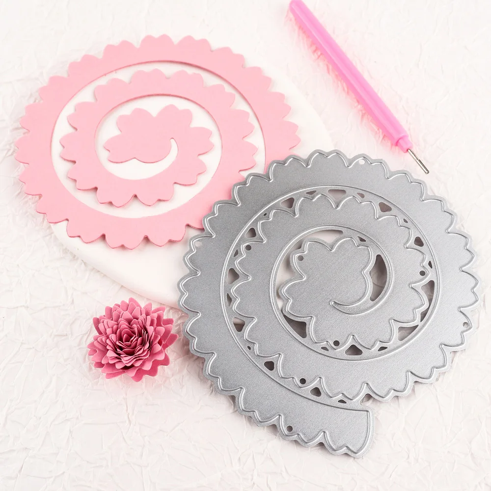 GG1630 3D Large Spiral Rolled Flower Metal Cutting Dies Garland Die Cuts for DIY Scrapbooking Crafts Paper Cards Making 2023 New