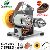 110V/220V Grinder Electric Belt Sander DIY Polishing Grinding Machine Cutter Edges Belt Sander Knife Sharpener With 10PCS Belt