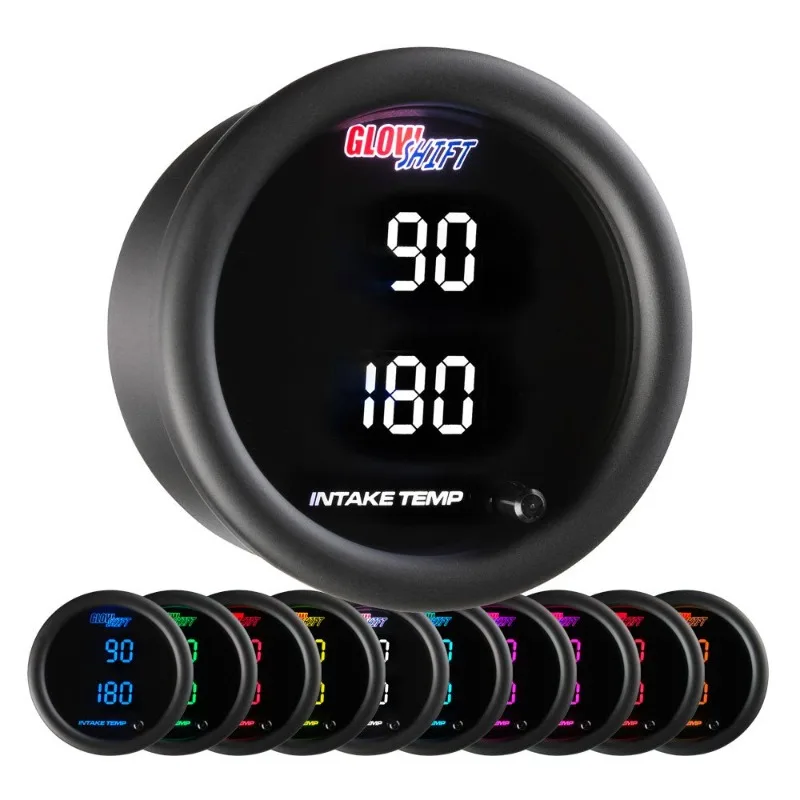 

GlowShift 10 Color Digital 300 F Dual Intake Intercool Temperature Gauge Kit - Includes Electronic Sensors 2-1/16" (52mm)