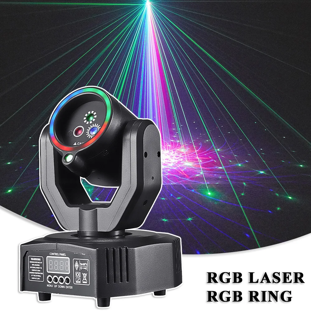 

YUER Mini 20 Вт движущийся головной светильник RGB лазерное светодиодное кольцо DMX512 узор луч внутренний эффект для Dj Disco Club KTV освещение сцены комнаты