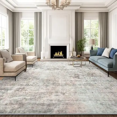 Large American Living Room Area Rug Boho Washable Carpet Foldable Non Slip Dirt Resistant Easy Care Floor Mat
