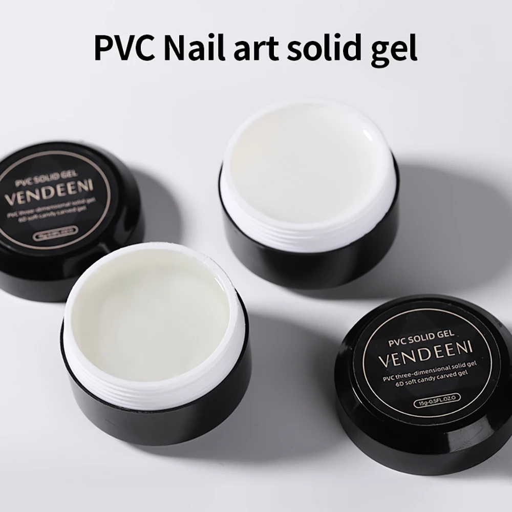 Vendeeni TPO HEMA FREE 3D Modeling Carved Gel Nail Polish White/Clear DIY Sculpture UV Nail Art Gel Varnish Non Sticky Solid Gel