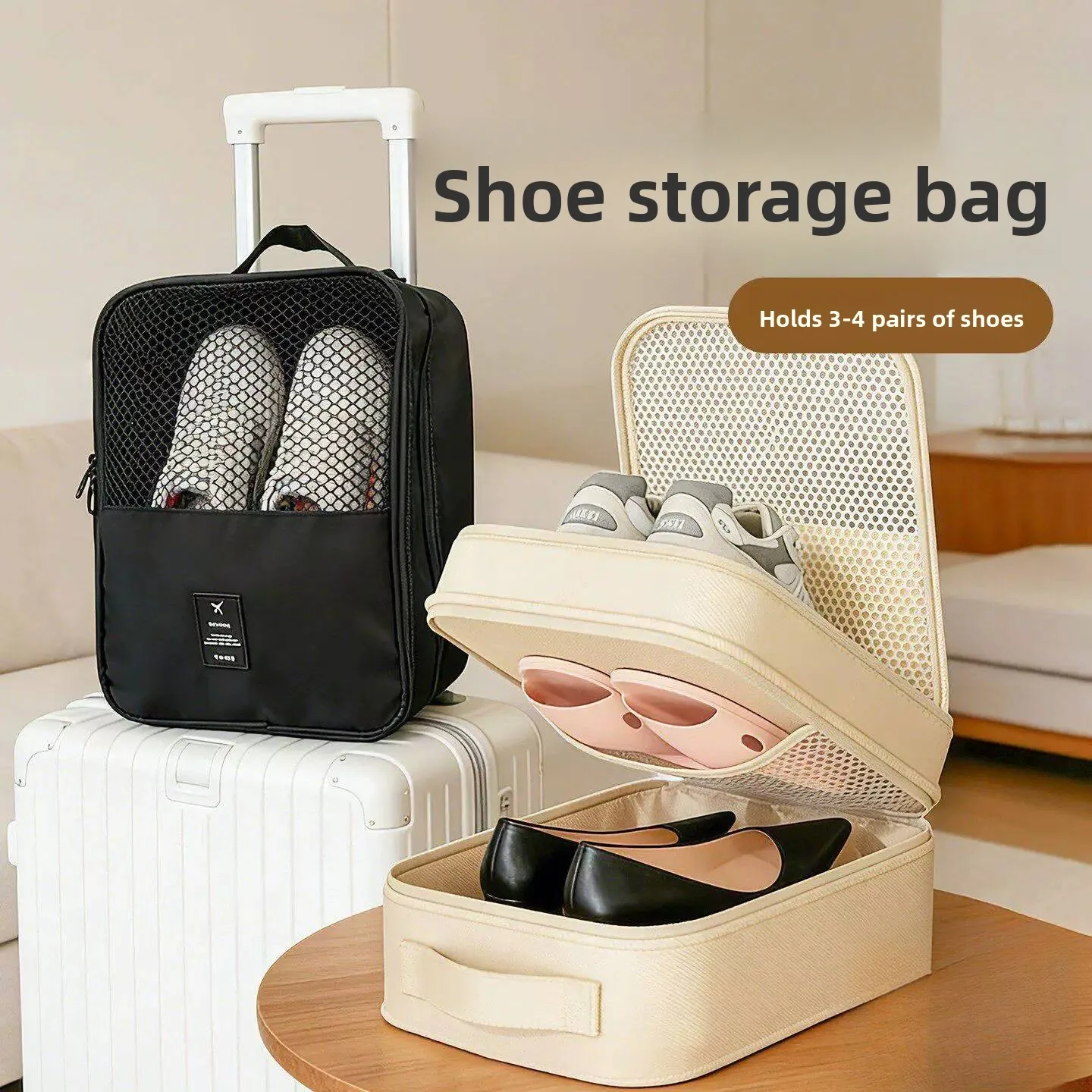 Portable Travel Shoe Storage Bag Dustproof Shoe Cover Box Luggage Shoe Bag for Business Trips Large Size Accessories