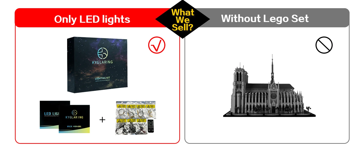 Kyglaring LED-Licht-Set geeignet für Lego Notre Dame De Paris 21061 Bausteine, Dekorative Lampe, Lego-Bausteine nicht enthalten. – Detail 6