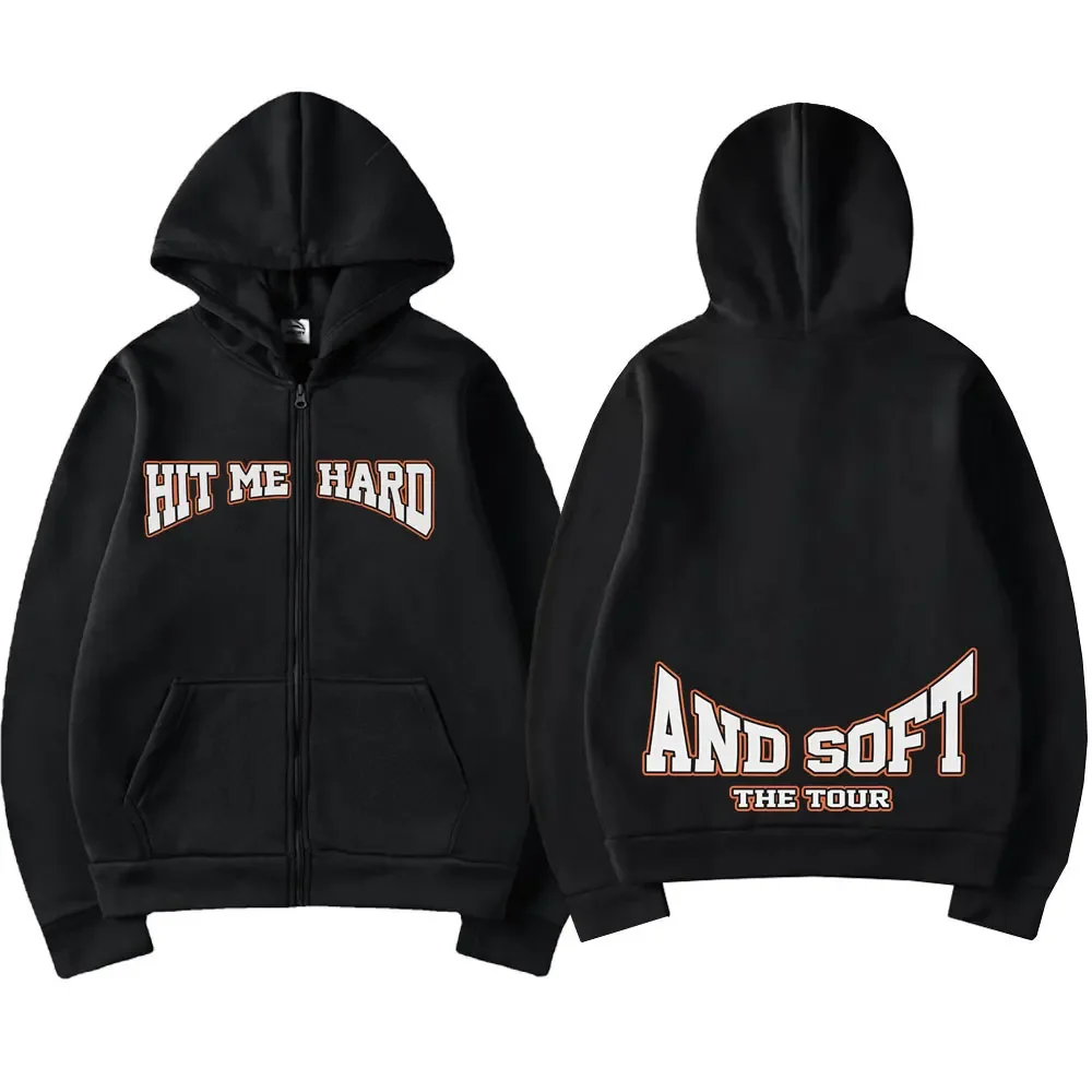 

Hit Me Hard and Soft 2025 Tour Merch Zipper Hoodies Men Women Pullover Fashion Hip Hop Zip Up Hooded Sweatshirt Jacket Fans Gift