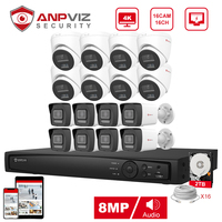 Anpviz 16CH 4K NVR 8MP POE IP Customized Camera Plug&Play System CCTV Outdoor Security Surveillance Kit Remote View H.265 IR 30m