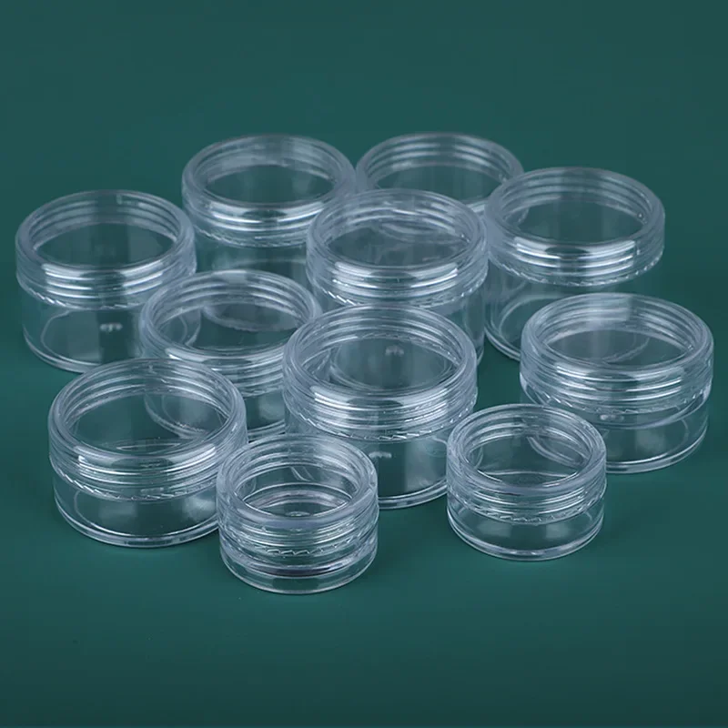 100pcs 2g/5g/10g Empty Plastic Jar Pots Transparent Sample Bottles Eyeshadow Cream Lip Balm Container Portable Makeup Jar