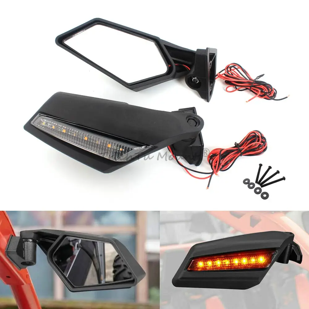 Rearview Mirror W/ LED Turn Signal Light Side Mirrors Matte Black UTV For Can-Am Maverick X3 Max XDS 4x4 Turbo R RR 2017-2024