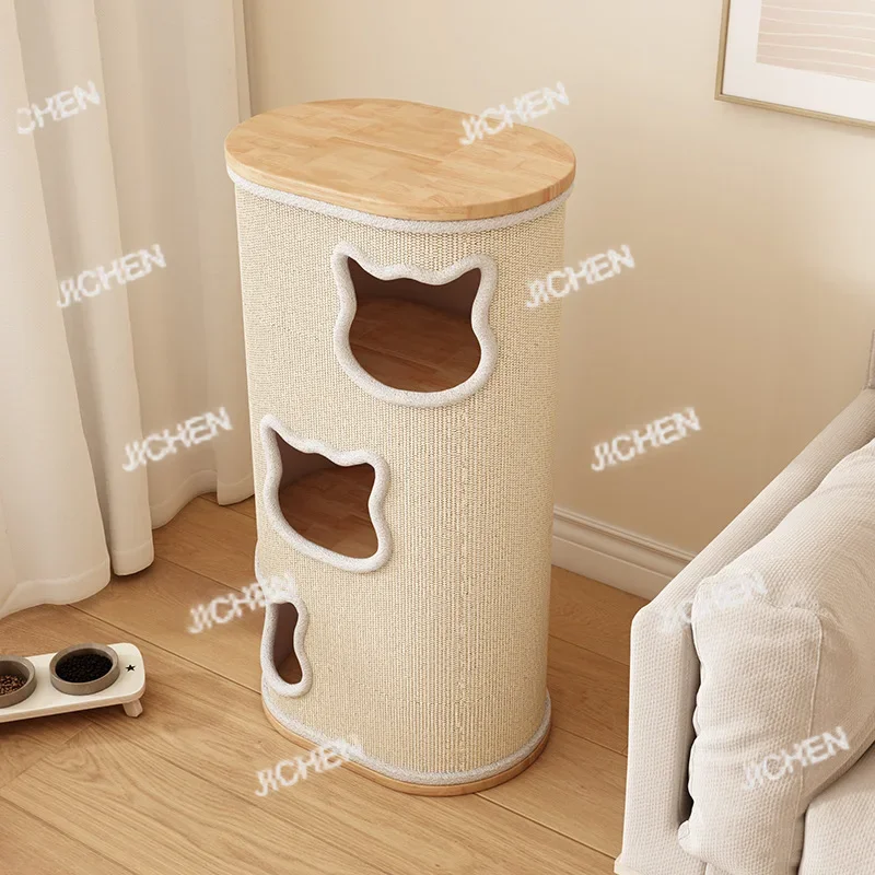 

HZ Solid Wood Cat Nest Climbing Bucket Cat Climbing Frame Universal In All Seasons, Cat Scratching Board Sisal Bucket