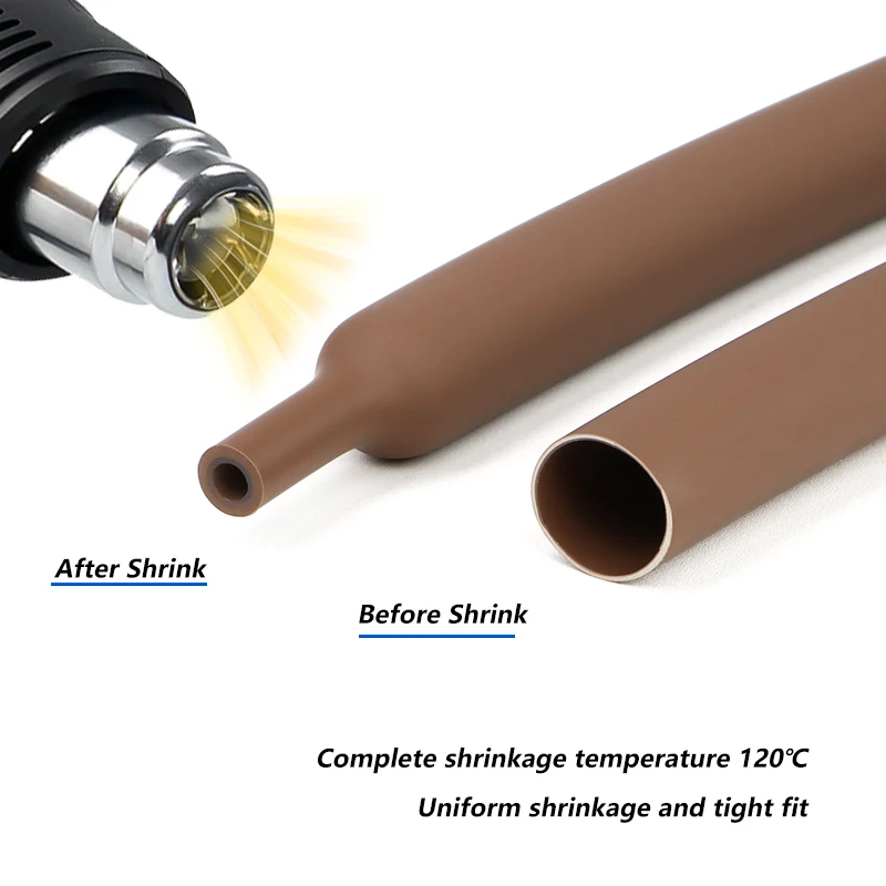 3:1 Brown With Glue Heat Shrink Tube Dual Wall Tubing 1.6mm ~ 39mm Dia Polyolefin Insulated Adhesive Lined Shrinkage Wrap Sleeve