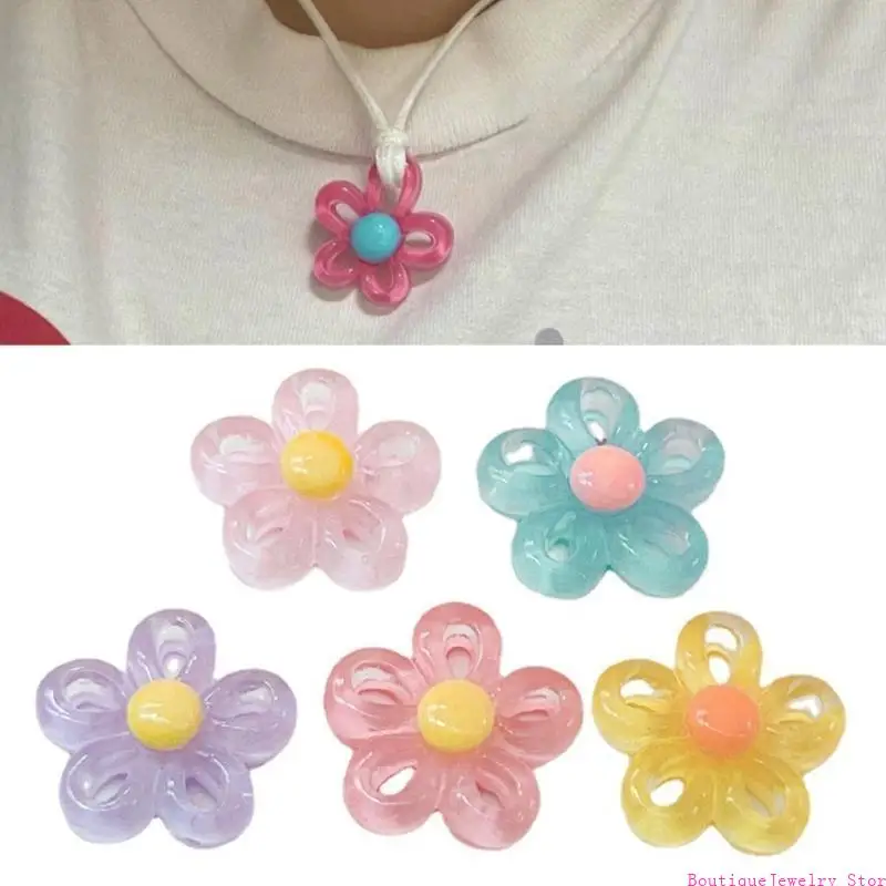 E1PE 5 Color Flower Resin Charm DIY Charm Jewelry Pendants for DIY Bracelet Necklace Jewelry Making Findings Accessories