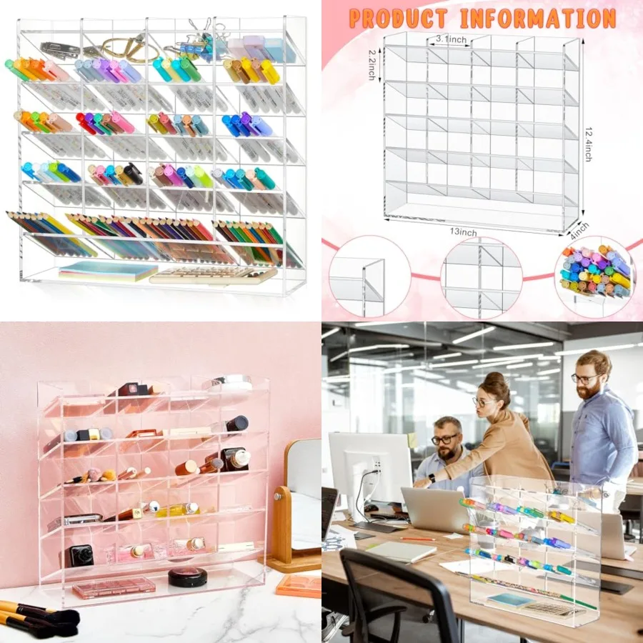 

Acrylic Pen Organizer Storage for 250 Markers Vertical Marker Organizer Acrylic Pen Display Holder for Office Desk Desktop Stat