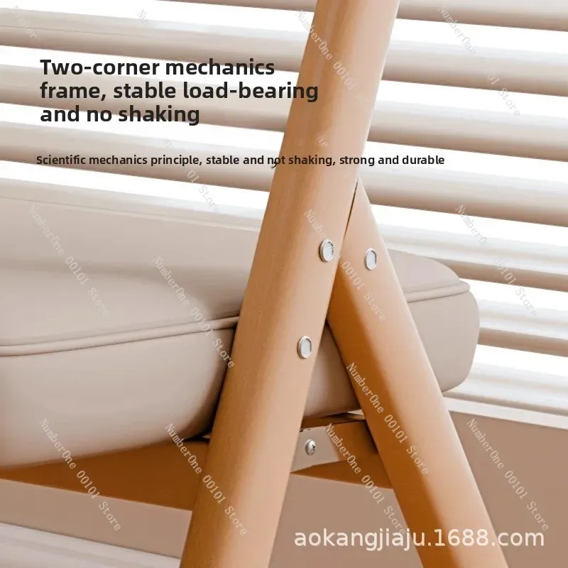 Foldable Solid Wood Back Dining Chair, Space Saving Home Chair for Long Sitting, Wooden Seat with Backrest