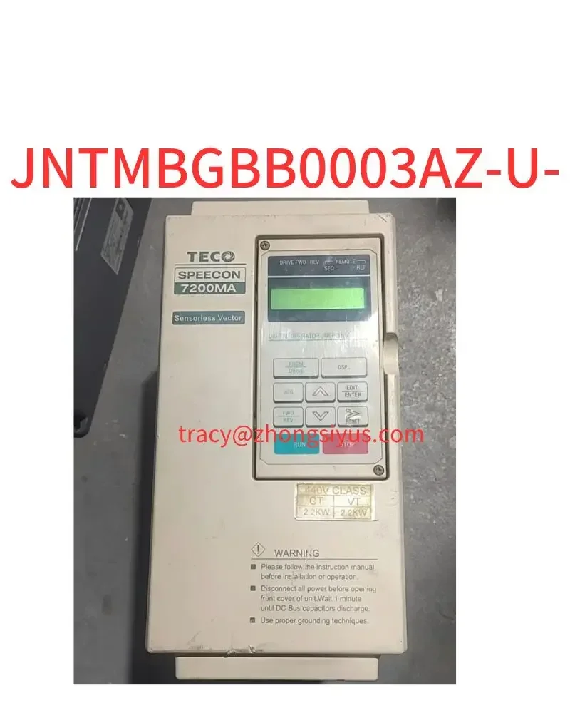 

Used frequency converter, JNTMBGBB0003AZ-U- 2.2 kw 380V, normal function