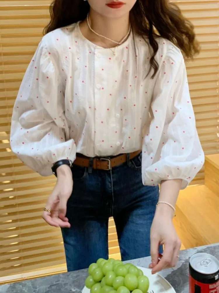 Chic White Blouses for Women Fashion Vintage Shirts 2024 Blusas Mujer De Moda Oversized Tops Sweet Flower Korean Casual Blouse