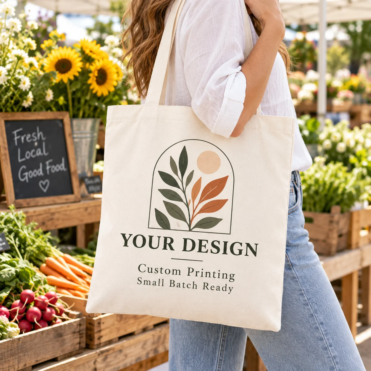 Custom 10Pcs Canvas Tote Bags Multiple Sizes Personalized Logo Printing Reusable Shopping Bags For Halloween Christmas Gifts Set
