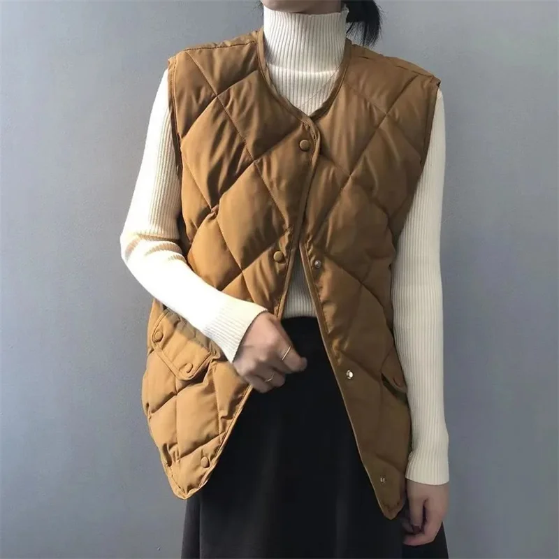 

Winter Lady Fashion Down Cotton Waistcoat Tops 2025 Women Leisure Parkas Sleeveless Coat Korean Female Short Puffer Vest Jacket