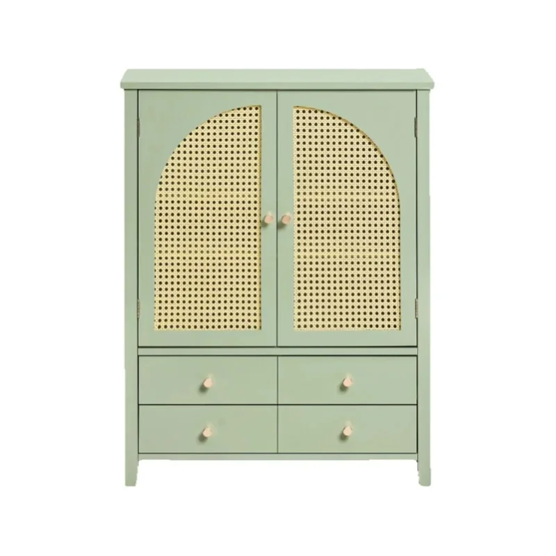 SoBuy FSB72-GR Schuhschrank Küchenschrank Sideboard mit Gitteroptik-Türen Schrank Buffet Aufbewahrungsschrank Kommode grün