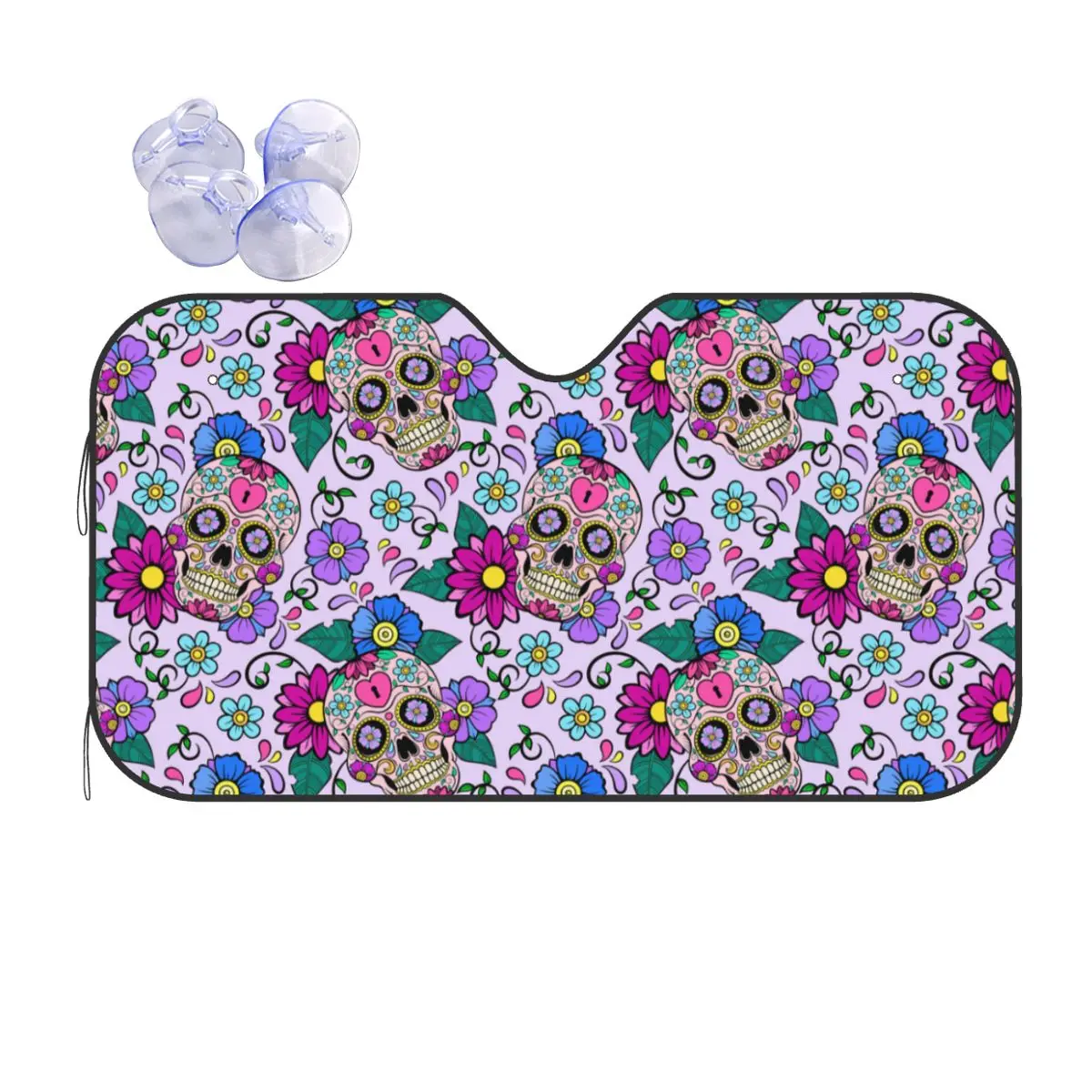 Sugar Skull Rose Sunshade Windscreen Fashion Car Front Window Visor 76x140cm Sunshade Visor Accessories Covers