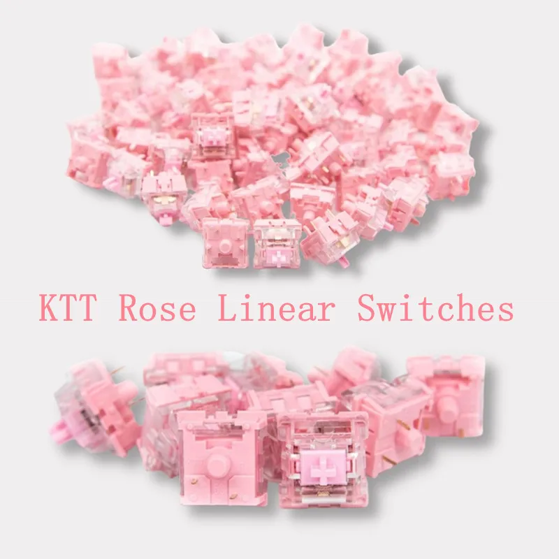 KTT Rose Linear Switch Keyboard Mekanik Switch SMD LED 3 Pin POM Axis 43G Pelatuk RGB Pabrik Dilumasi