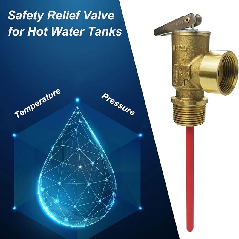 RV Automatic Safety Relief Valve 3/4Inch NPT For Hot Water Heater Temperature Pressure Relief Valve Safety Valve 150PSI