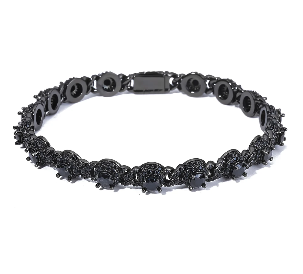 ESKEEM 7.5mm Full Iced Out Black Diamond Chain Necklace Hip Hop Jewelry Black Plating with Black CZ Women Choker Gift view 2