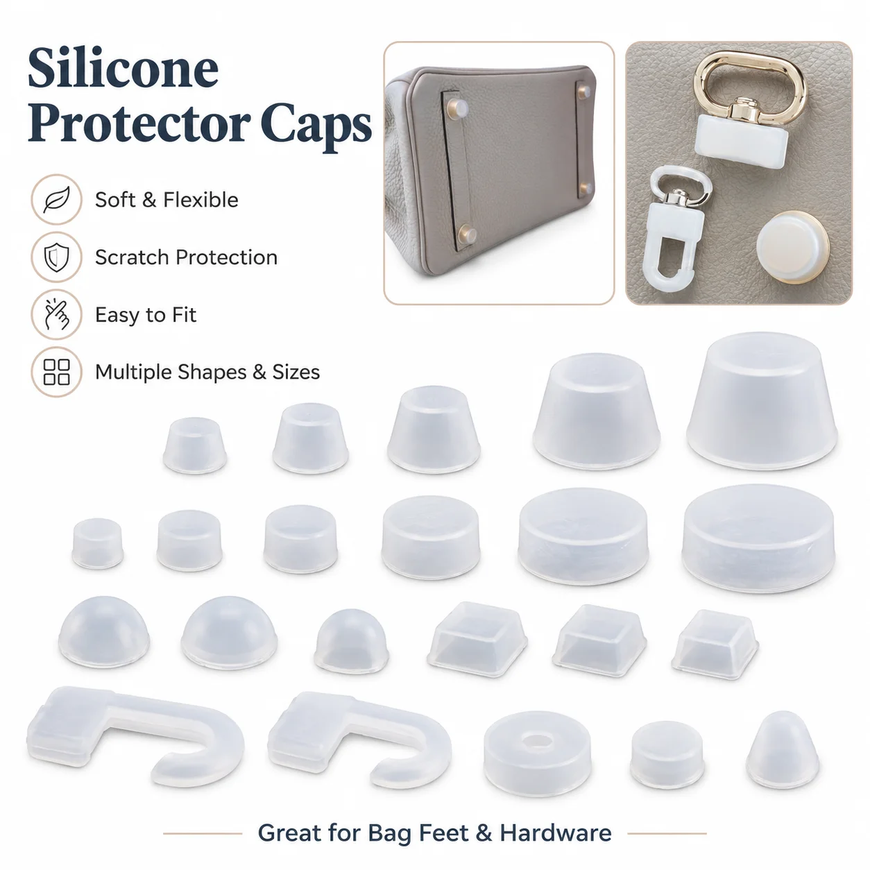 10/30/300PCS Waterproof Dust-proof Covering Silicone Bags Rivet Stud Cap Protect For Magnetic Button Handbags Snap Hook Buckles