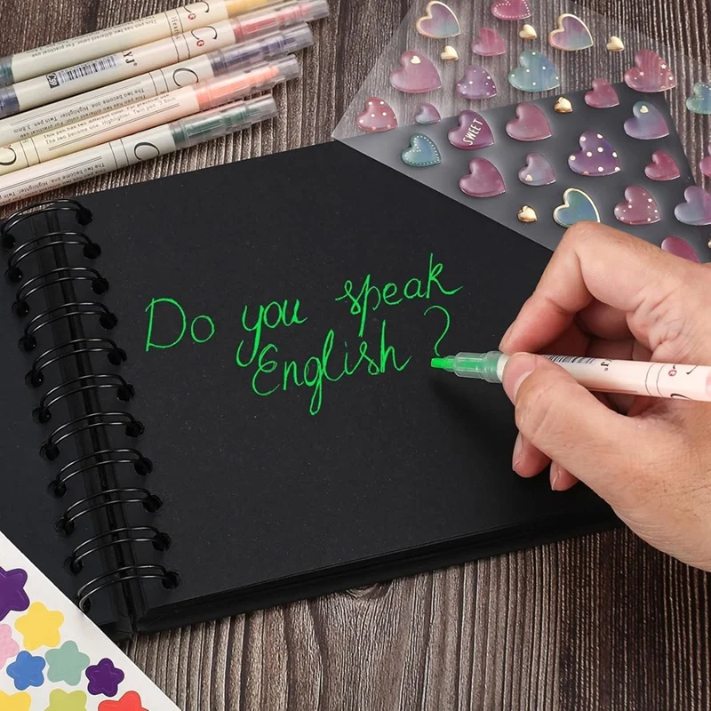 Álbum de recortes preto pequeno, álbuns de fotos para aniversário de casamento, viagem, formatura, scrapbook, com acessórios diy-SPMI