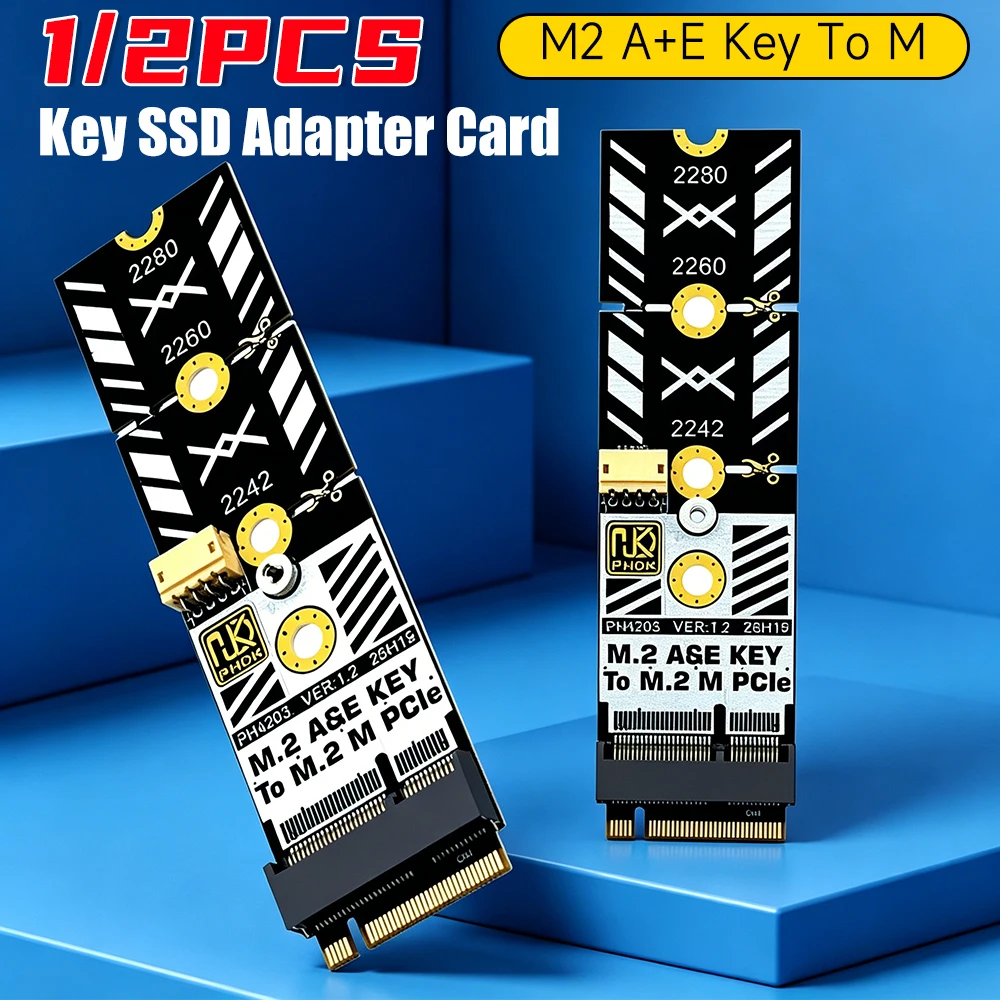Adapter for M.2 WiFi Card To NVMe Tools Included M.2 WiFi Interface A/E To M Key Expansion Card for 2230-2280 SSD