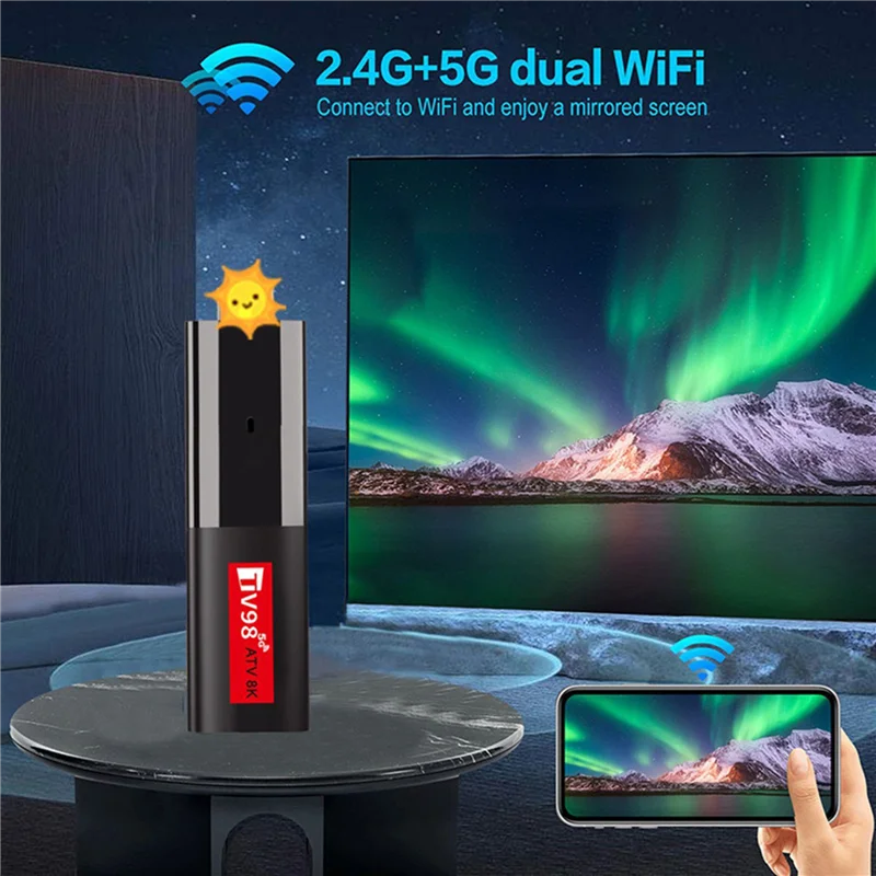 

B04B-2X Android14 ATV Smart TV Stick Allwinner H618 Support 8K Video 2.4/5G Wifi6 Voice Remote Mini TV Box Portable Player