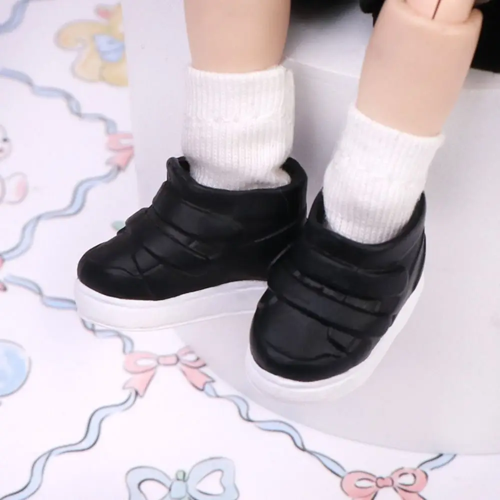 2024 Mini Ob11 Doll Shoes Solid Color Black and white Leisure Shoes Doll Accessories for BJD, P9, YMY