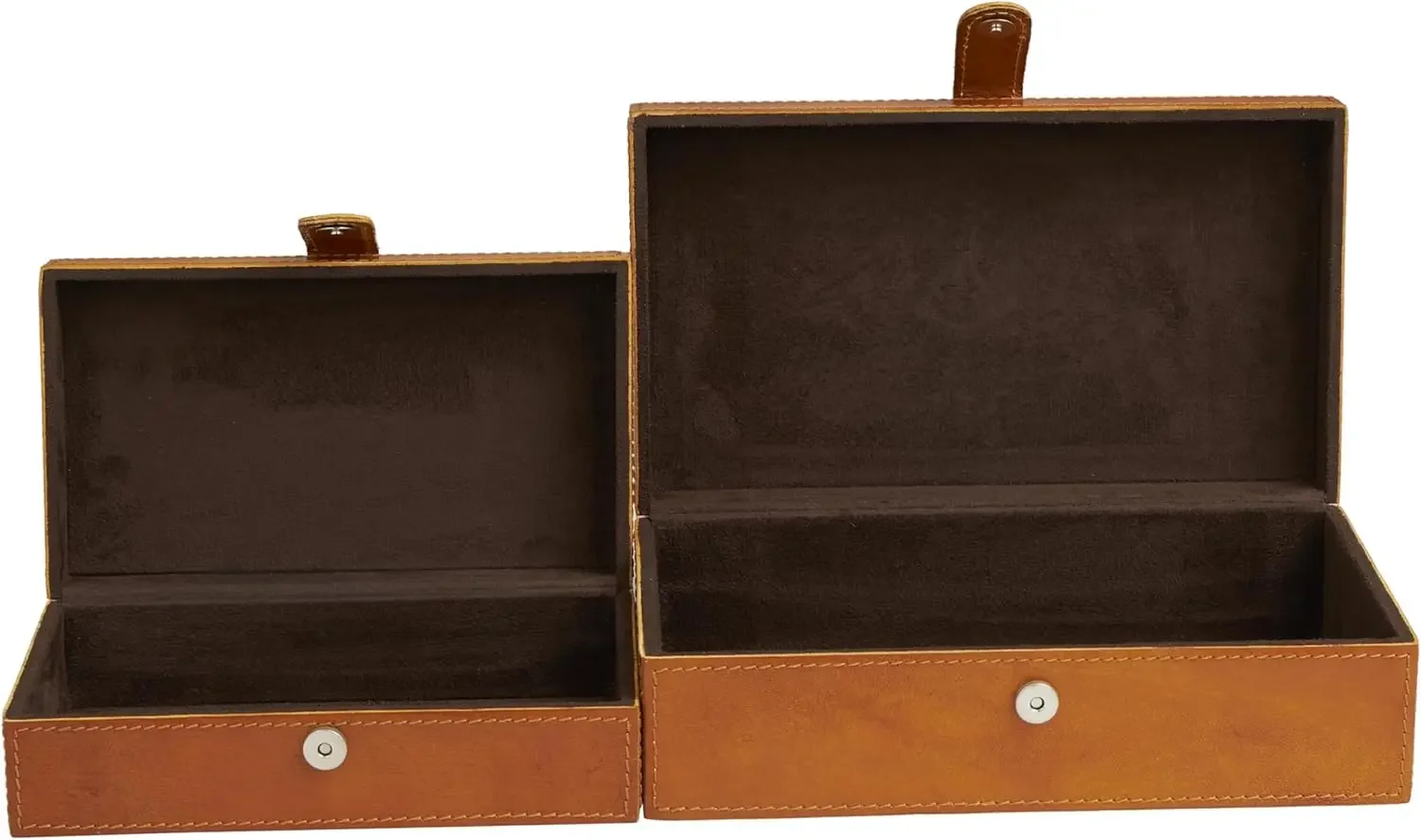 Leather Handmade Decorative Box Storage Decorative Keepsake Boxes with Snap Front Closure and Detailed Stitching