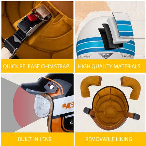 Imagen 2 del producto Casco De motocicleta certificación DOT casco De motocicleta cara abierta hombres mujeres Capacete De Moto Material ABS equipos De motocicleta