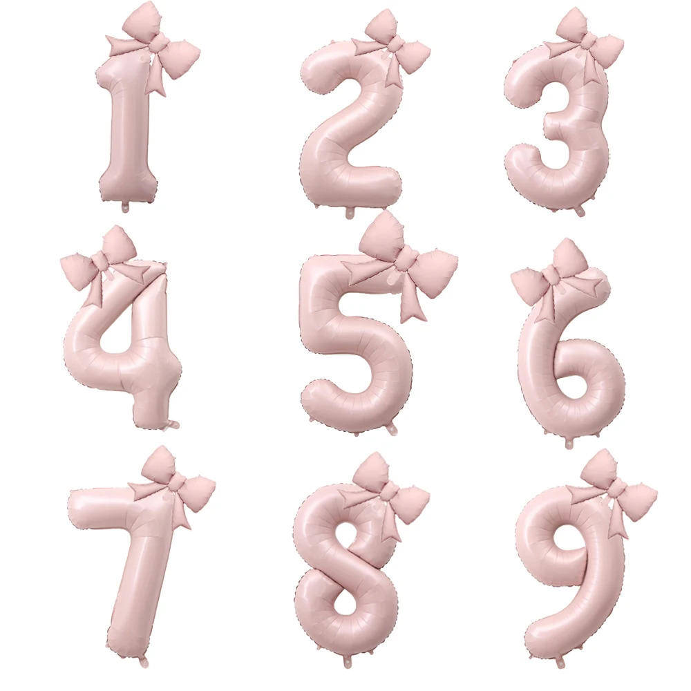 40-дюймовые воздушные шары с номером на день рождения, новые воздушные шары принцессы на день рождения для девочек, розовые воздушные шары с бантом, воздушные шары для свадебной вечеринки, Jumbo, воздушный шар с номером