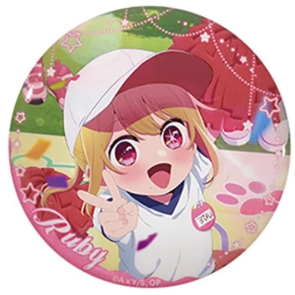 58 مللي متر أنيمي OSHI NO KO Hoshino Aquamarin Saitō Ichigo Arima Kana MEMCYO تأثيري حلي شارة دبوس SPTE صفيح بروش ﻿   الدعامة جيلف