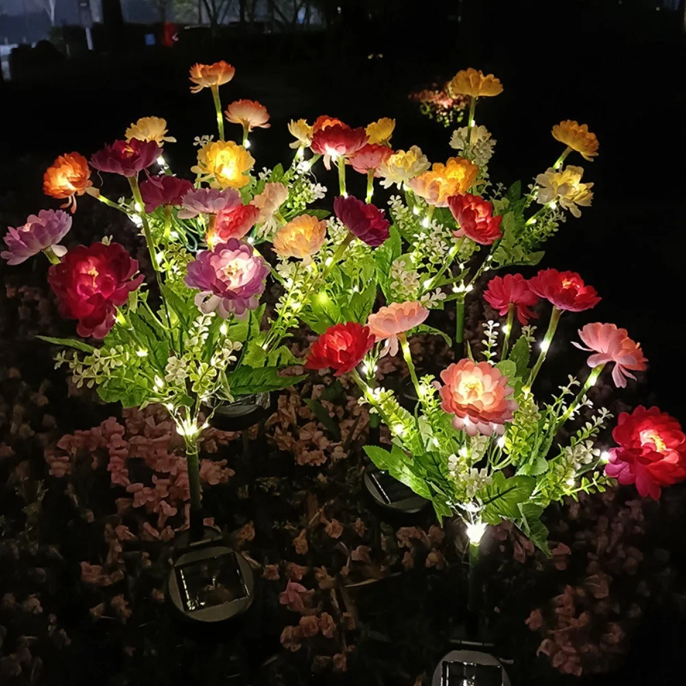 7-Head Solar LED Lights Snow Lotus Flower Lawn Lamp Outdoor Waterproof For Yard Patio Garden Decoration Flower Holiday Party Lam