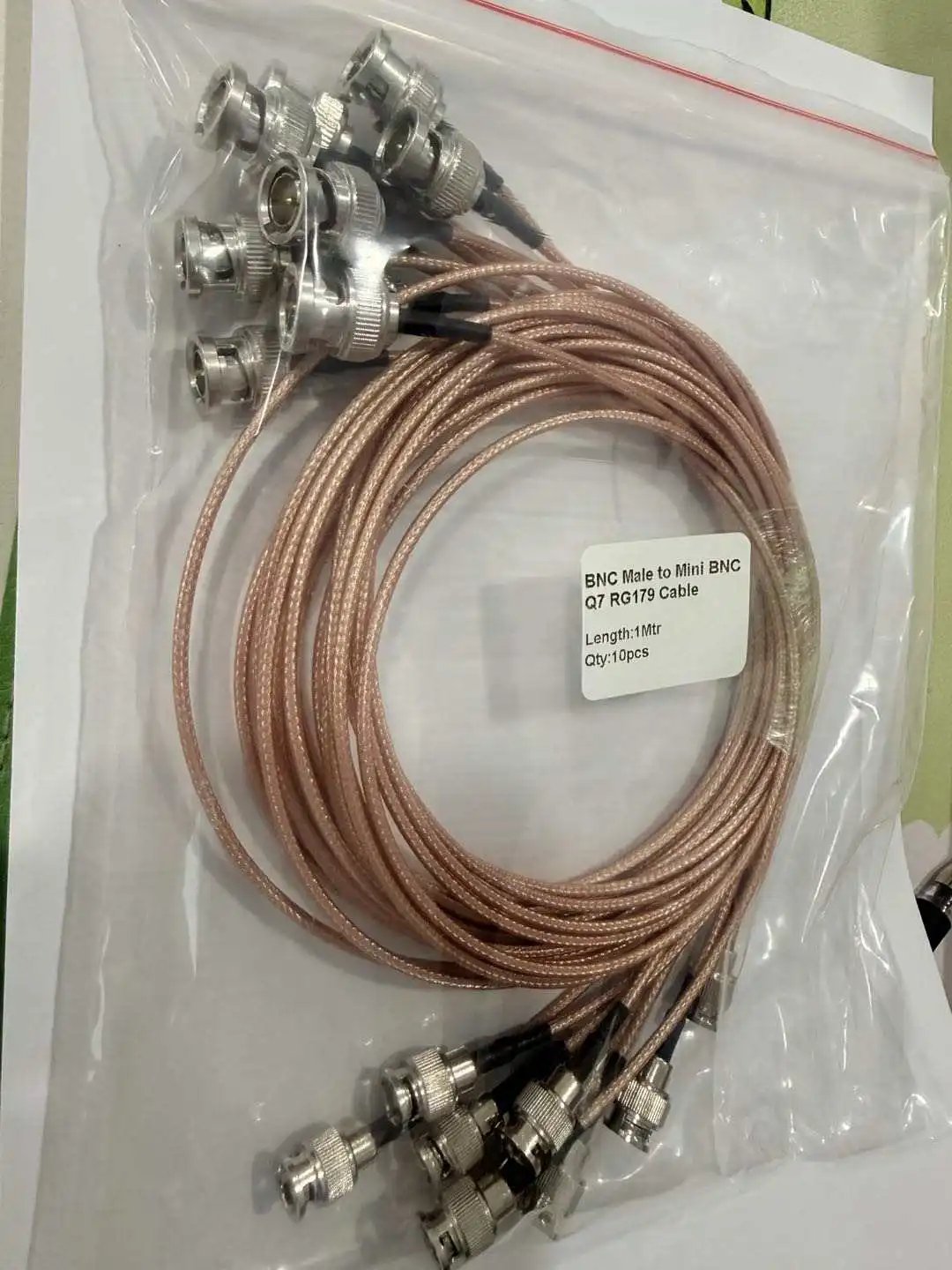 Free Shipping 2pcs 1m Extension Cable BNC male to mini BNC Q7 RG179 cable