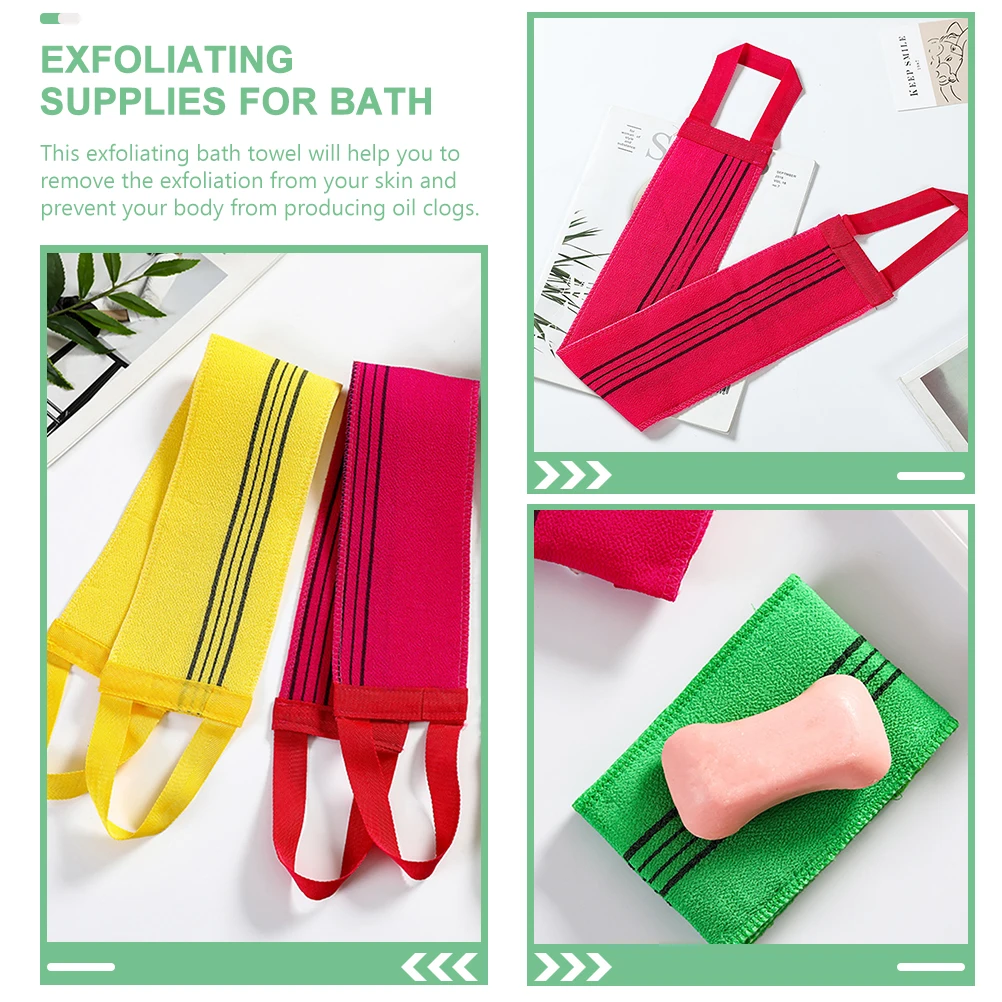Back Scrubber Bath Towel Exfoliating Shower Body Washcloth Smooth Skin Long Pull Rope Random Color Style Bathing