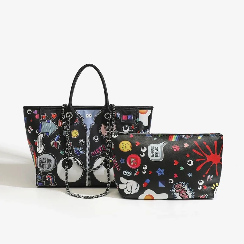 

Large capacity mommy bag, commuting office women's bag, trendy chain carrying shoulder bag, shiny diamond design, niche style