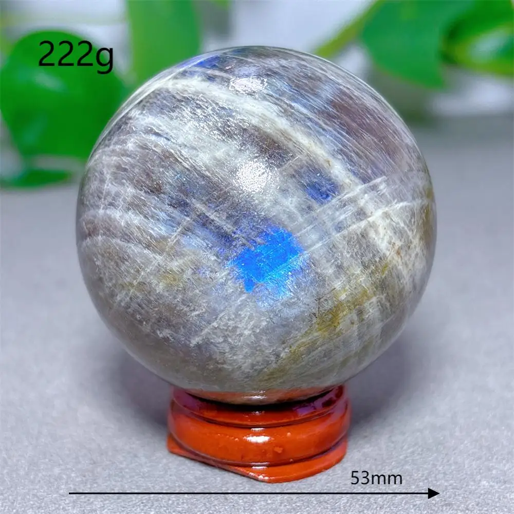 Blauwe Maansteen Bol Kristal Natuursteen Kwarts Mineralen Huisdecoratie Reiki Tuingeschenken Energie Genezing Geluk Liefde +Stand