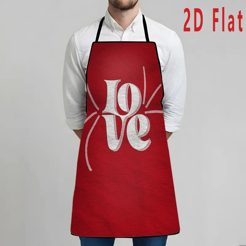 Multiple sizes Romantic Heart and Figure Print Apron,  Kitchen/Restaurant Apron, BBQ Apron, Durable and Easy to Clean