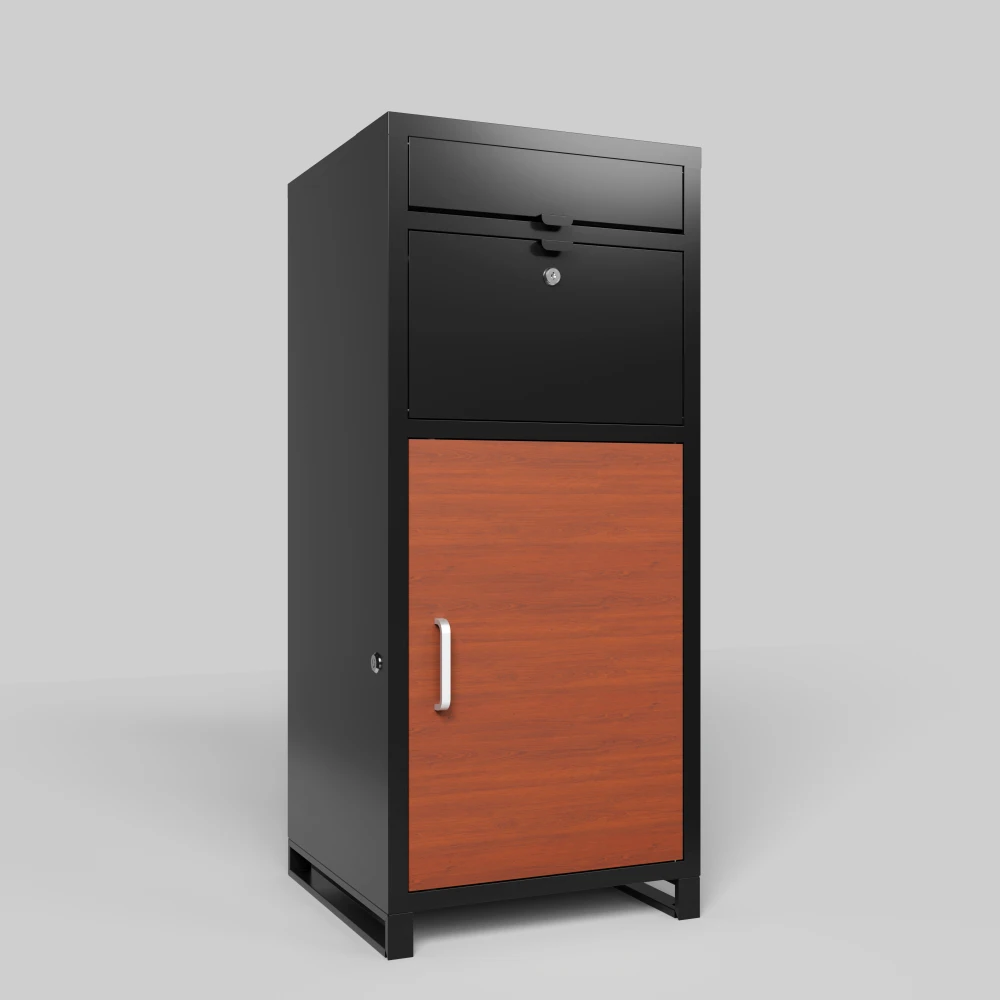 Outdoor Parcel Drop Box, Courier Locker with Mechanical Lock,Floor Standing Parcel Locker, Size 36.6'' x 15.75''x 15.75''