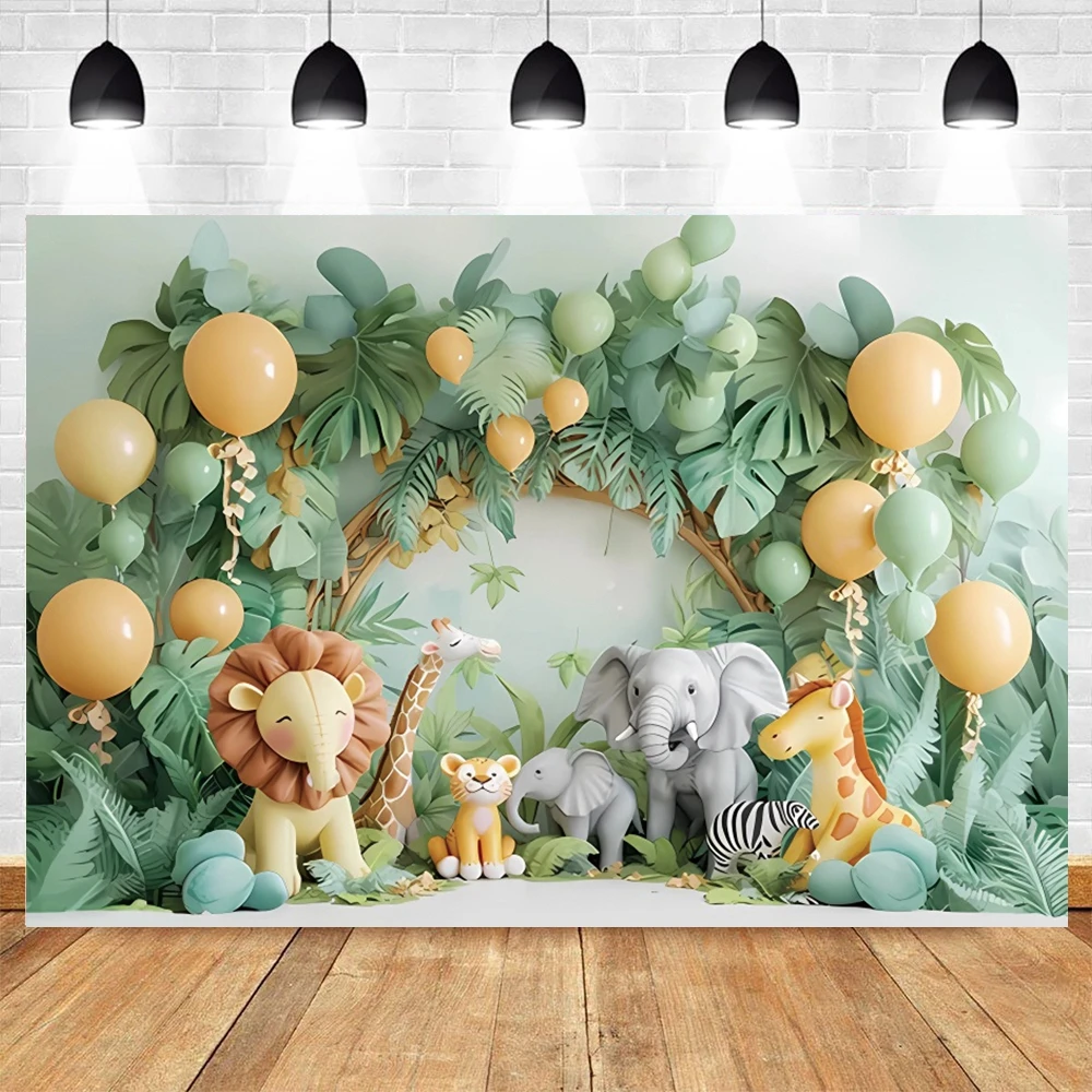 Jungle Safari Farm Animals Party Backdrop for Photography Newborn Baby 1st Birthday Decor Kids Portrait Background Photo Studio