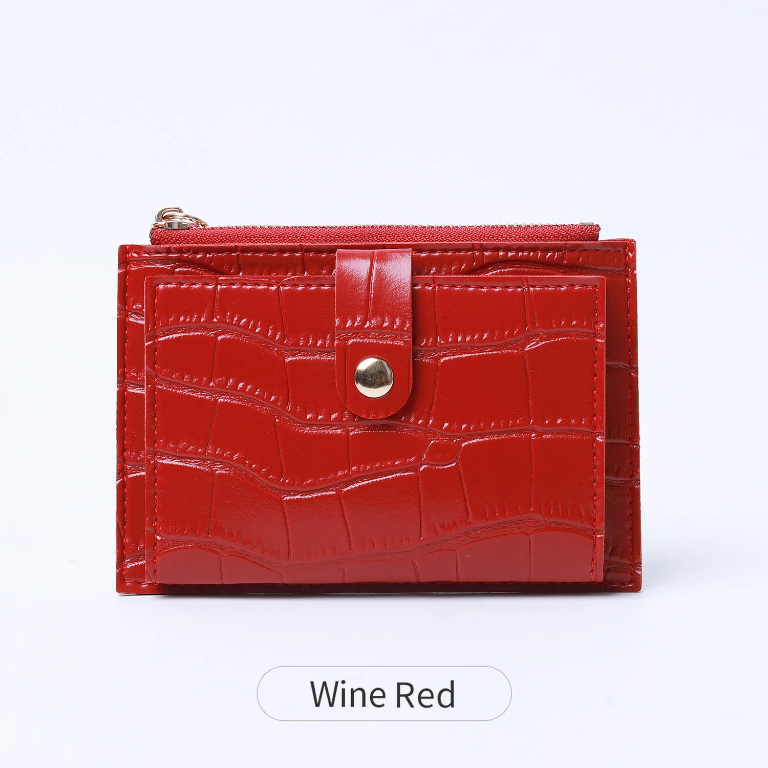 Mini Minimalistischer PU-Leder Kartenhalter für Damen, Stilvolles Krokodilmuster, Kreditkartenhalter, Kleine und Tragbare Geldbörse mit Reißverschluss – Detail 15